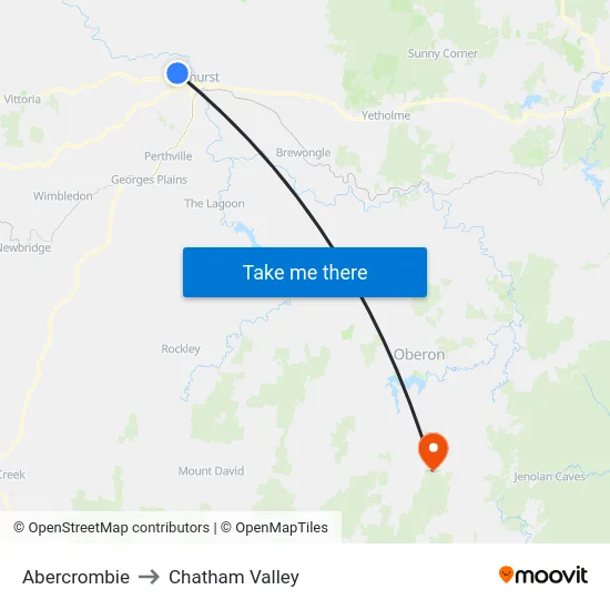 Abercrombie to Chatham Valley map