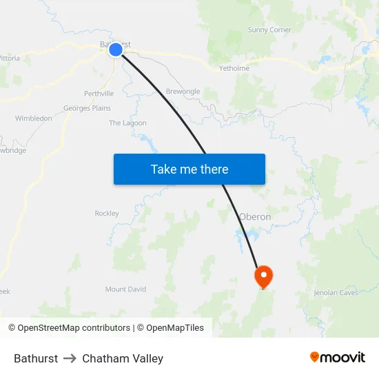 Bathurst to Chatham Valley map