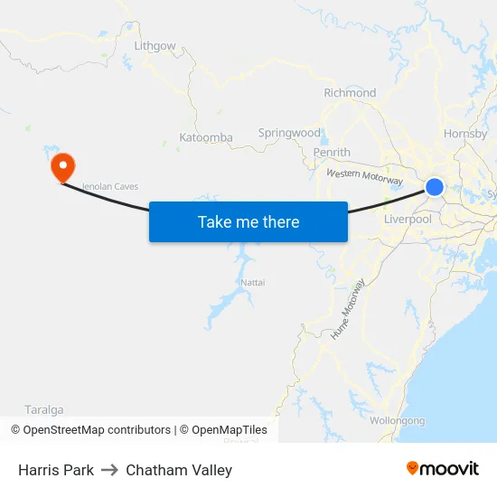 Harris Park to Chatham Valley map
