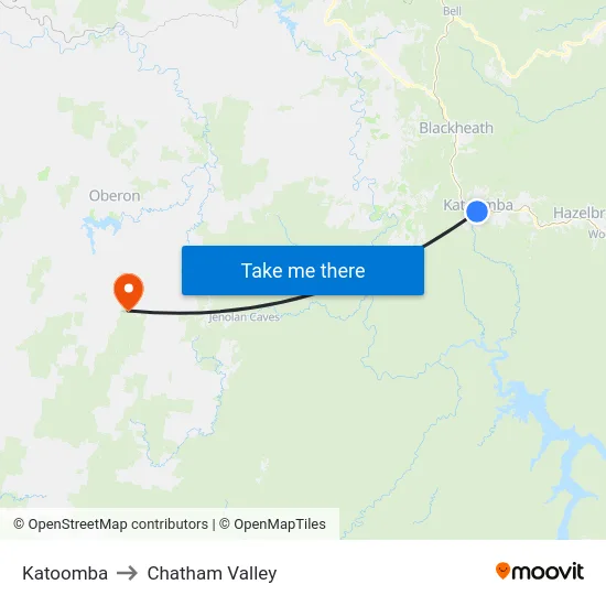 Katoomba to Chatham Valley map