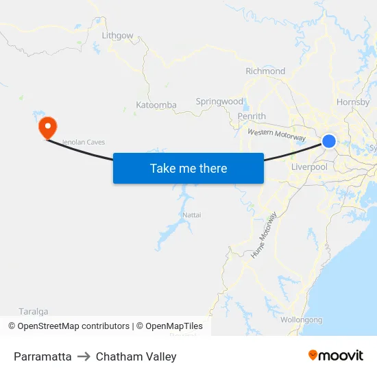 Parramatta to Chatham Valley map