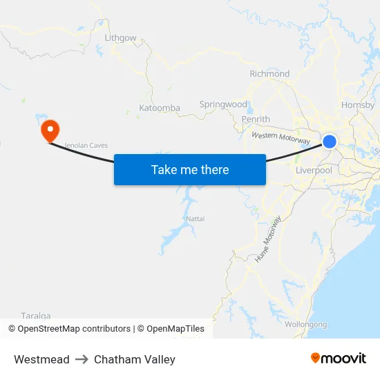Westmead to Chatham Valley map
