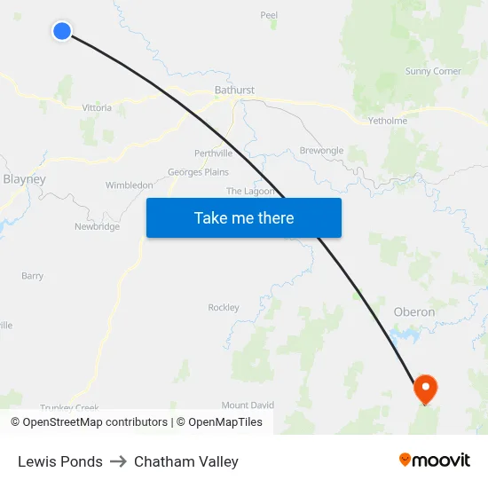 Lewis Ponds to Chatham Valley map