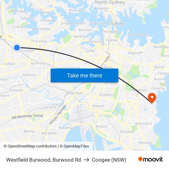 Westfield Burwood, Burwood Rd to Coogee (NSW) map