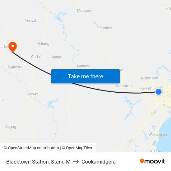 Blacktown Station, Stand M to Cookamidgera map