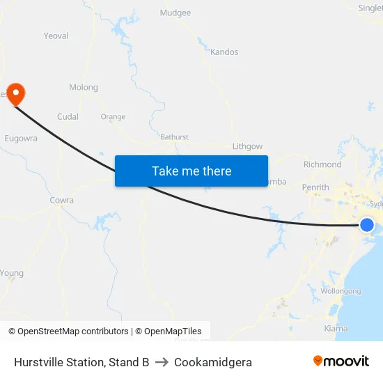 Hurstville Station, Stand B to Cookamidgera map