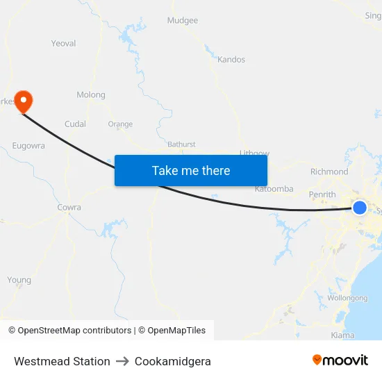 Westmead Station to Cookamidgera map