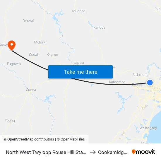 North West Twy opp Rouse Hill Station to Cookamidgera map