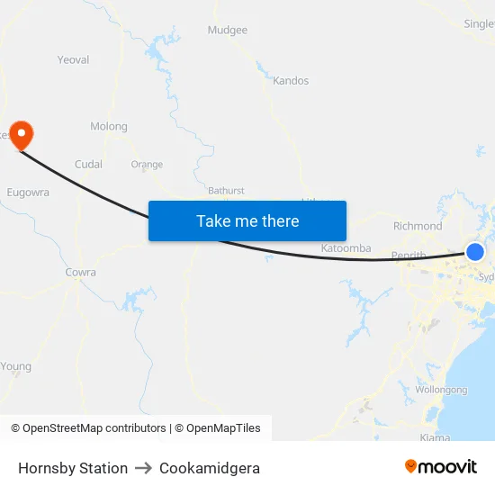 Hornsby Station to Cookamidgera map