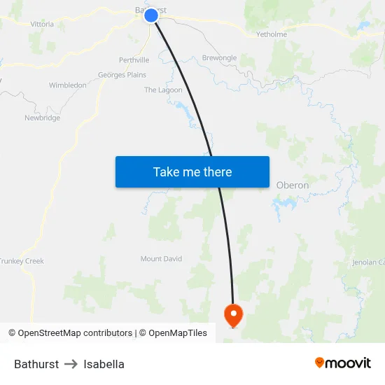 Bathurst to Isabella map