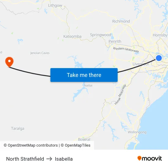 North Strathfield to Isabella map