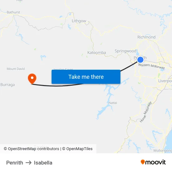 Penrith to Isabella map