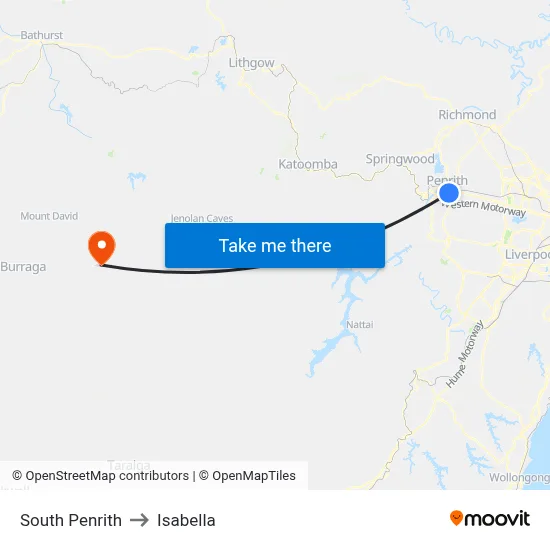 South Penrith to Isabella map