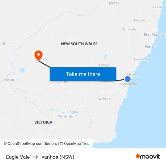 Eagle Vale to Ivanhoe (NSW) map