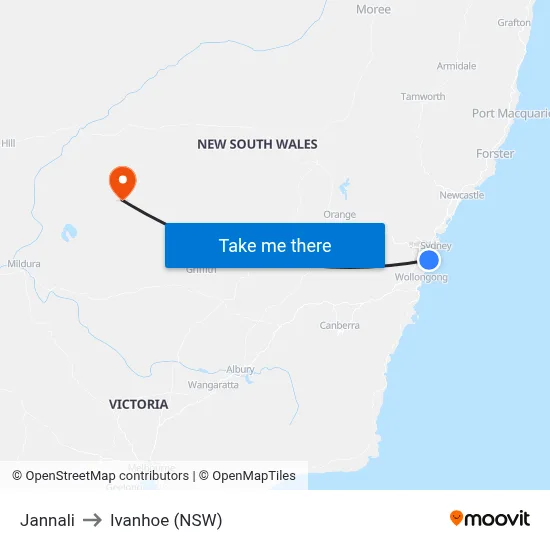 Jannali to Ivanhoe (NSW) map
