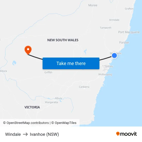 Windale to Ivanhoe (NSW) map