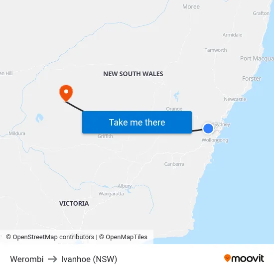Werombi to Ivanhoe (NSW) map