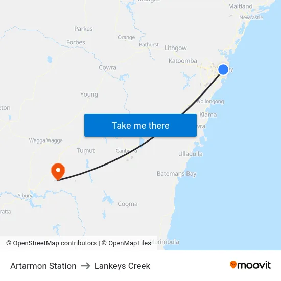Artarmon Station to Lankeys Creek map
