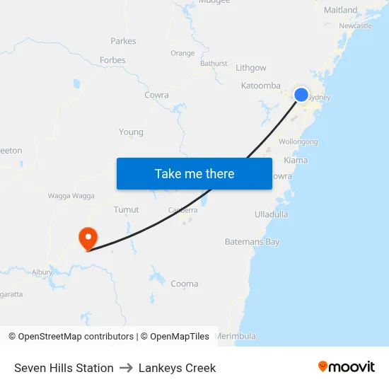 Seven Hills Station to Lankeys Creek map