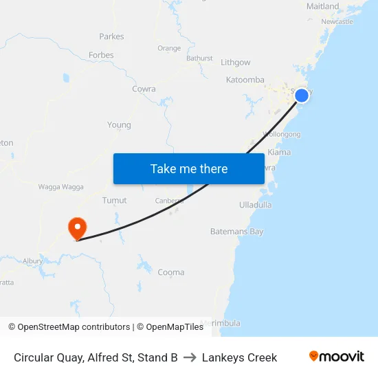 Circular Quay, Alfred St, Stand B to Lankeys Creek map