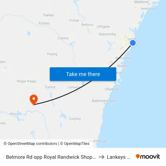 Belmore Rd opp Royal Randwick Shopping Centre to Lankeys Creek map