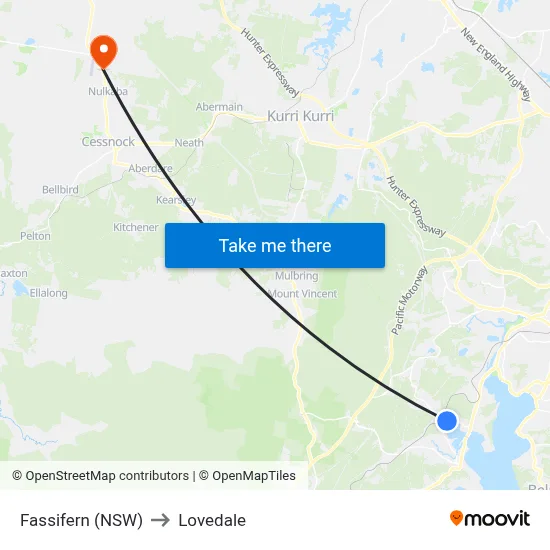 Fassifern (NSW) to Lovedale map