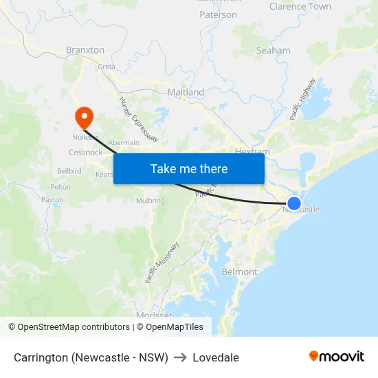 Carrington (Newcastle - NSW) to Lovedale map