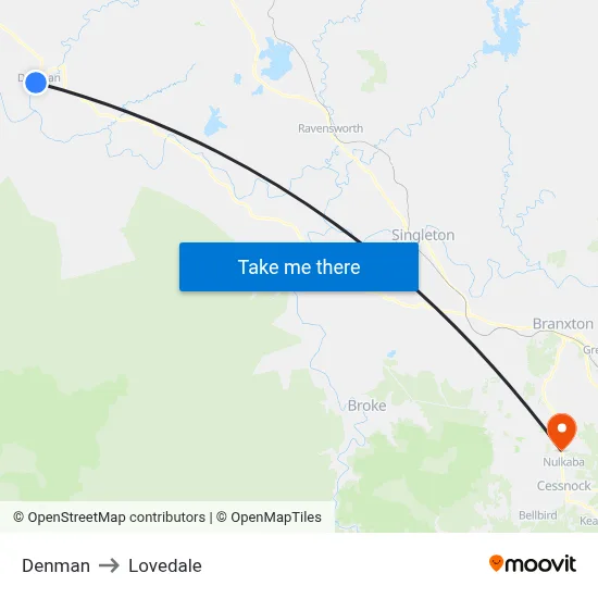Denman to Lovedale map