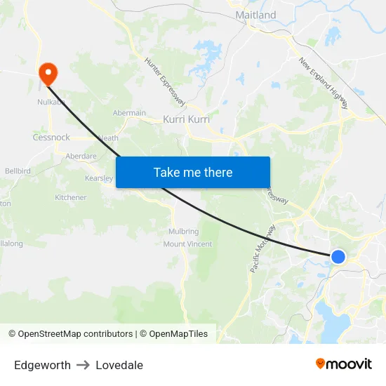 Edgeworth to Lovedale map