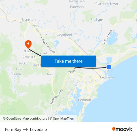 Fern Bay to Lovedale map
