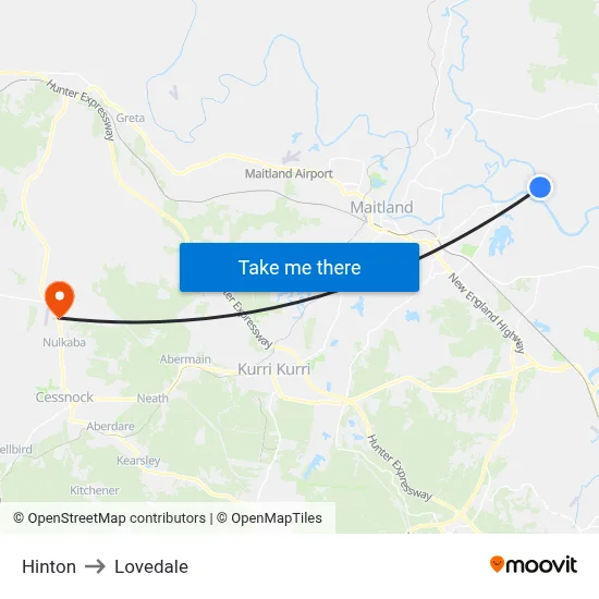 Hinton to Lovedale map