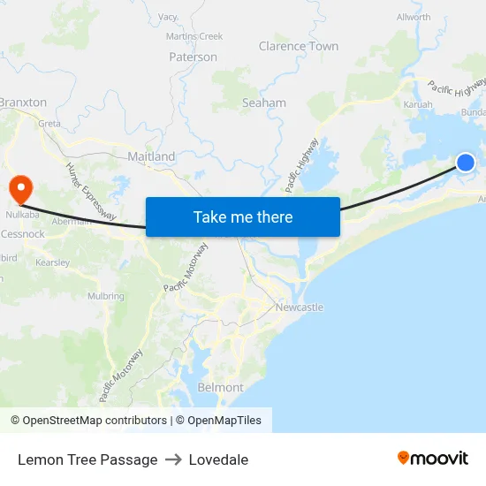 Lemon Tree Passage to Lovedale map