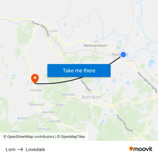 Lorn to Lovedale map