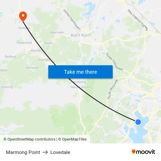 Marmong Point to Lovedale map
