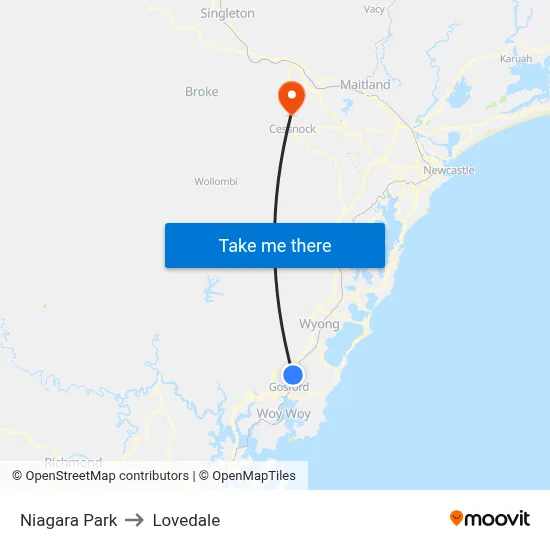 Niagara Park to Lovedale map
