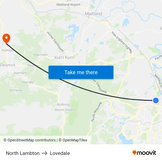 North Lambton to Lovedale map