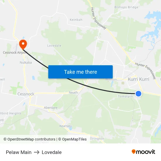 Pelaw Main to Lovedale map