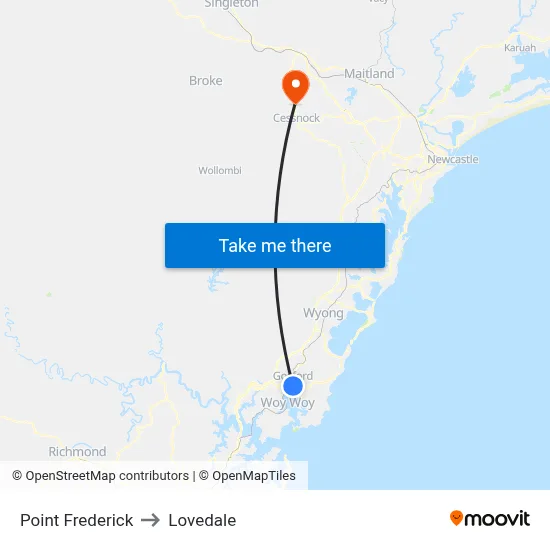 Point Frederick to Lovedale map