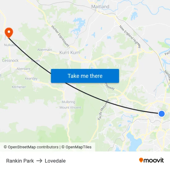 Rankin Park to Lovedale map