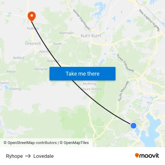 Ryhope to Lovedale map