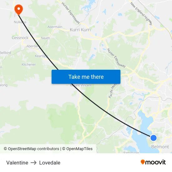 Valentine to Lovedale map