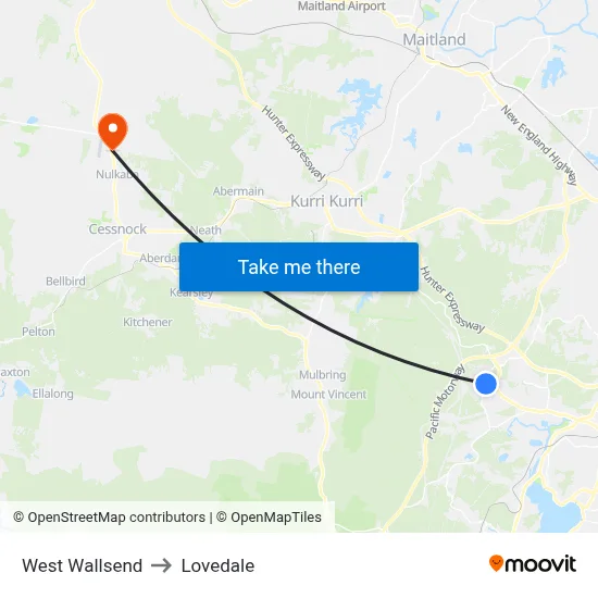 West Wallsend to Lovedale map