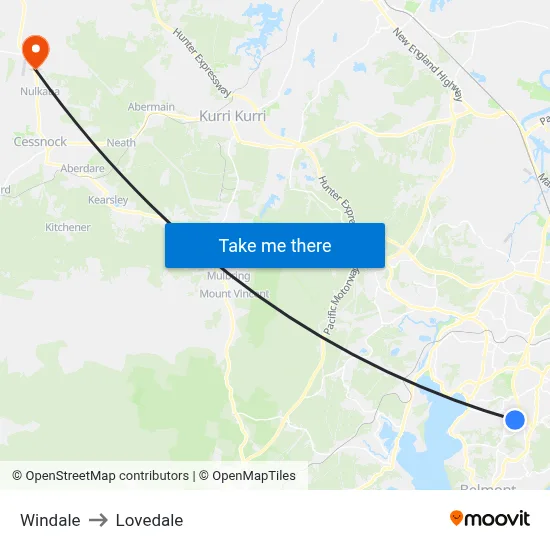 Windale to Lovedale map