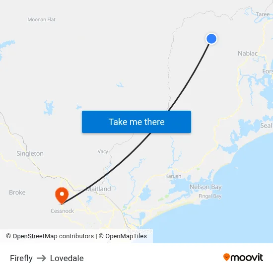 Firefly to Lovedale map