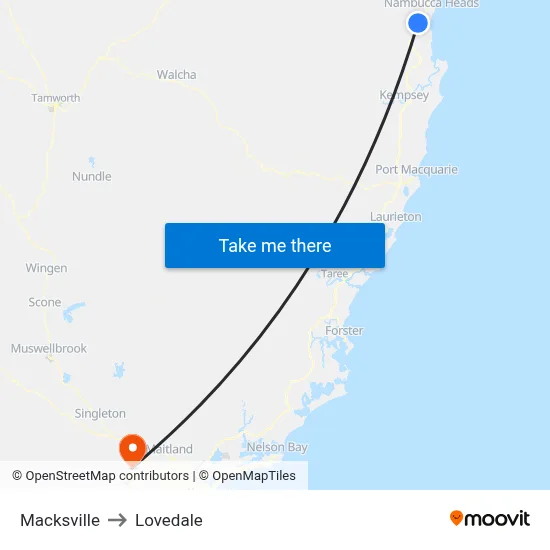 Macksville to Lovedale map