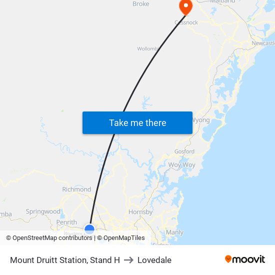 Mount Druitt Station, Stand H to Lovedale map