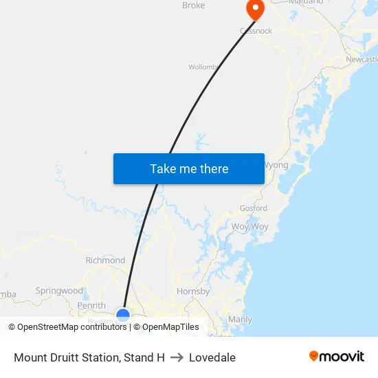 Mount Druitt Station, Stand H to Lovedale map