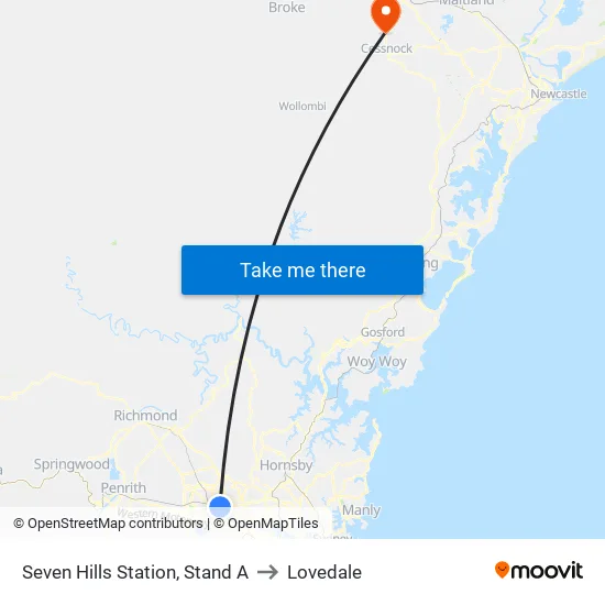 Seven Hills Station, Stand A to Lovedale map