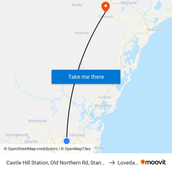 Castle Hill Station, Old Northern Rd, Stand A to Lovedale map