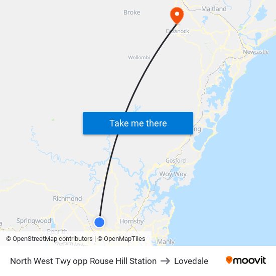 North West Twy opp Rouse Hill Station to Lovedale map